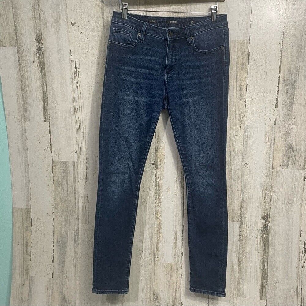 Miss Me Mid Rise Skinny Jeans Dark Wash Whiskered size 27